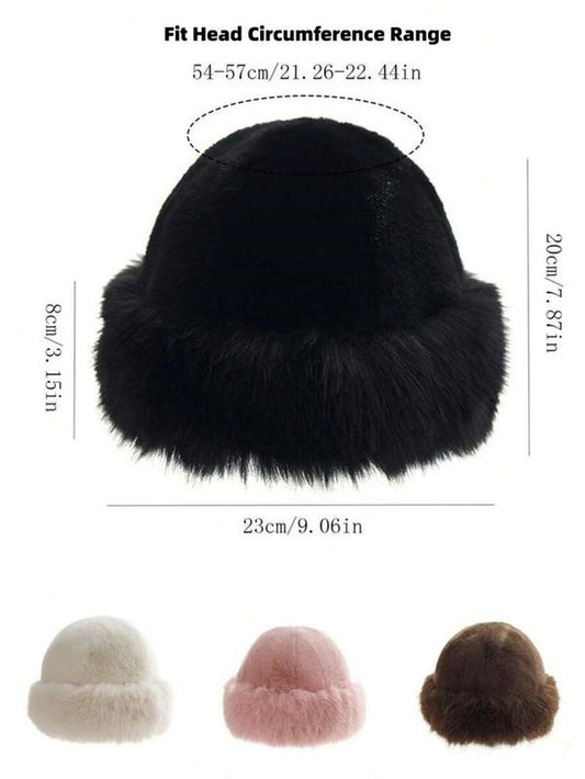 Women'S Elegant Solid Color Bucket Hat, 2024 New Style Trendy Fuzzy Warm Hat, Chic All-Match Accessories for Fall & Winter for Women & Girls for Outfit Matching, Fashion Matching Hat