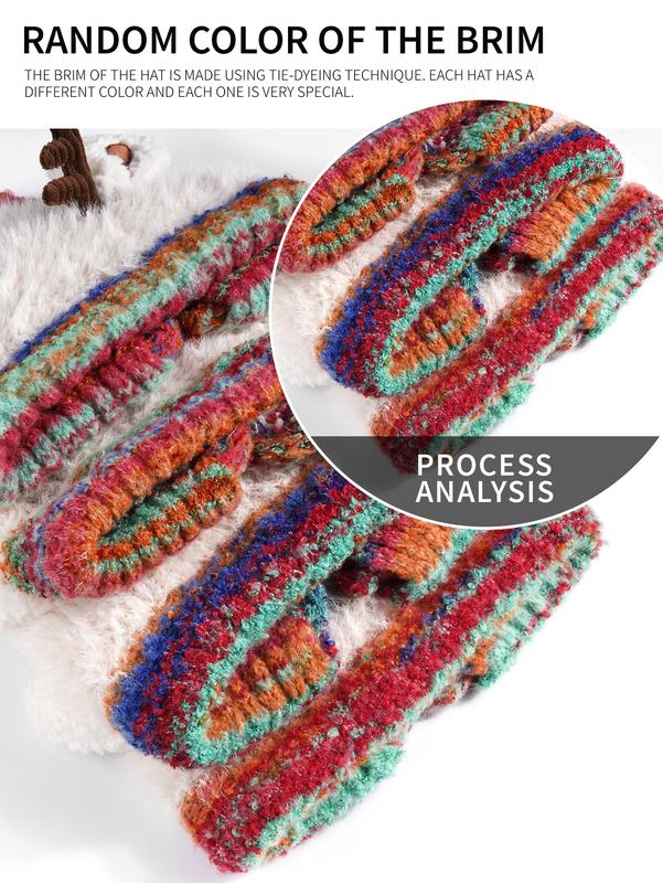 Original Design Festive Christmas Antler Hat (It Can Be Used，A Hat Has Multiple Uses.)Knitted Ear Protection Windproof Warm Hat Suitable for the Family It Can Be Worn by Adults , without Limiting the Circumference of the Head，For Thanksgiving & Christmas。