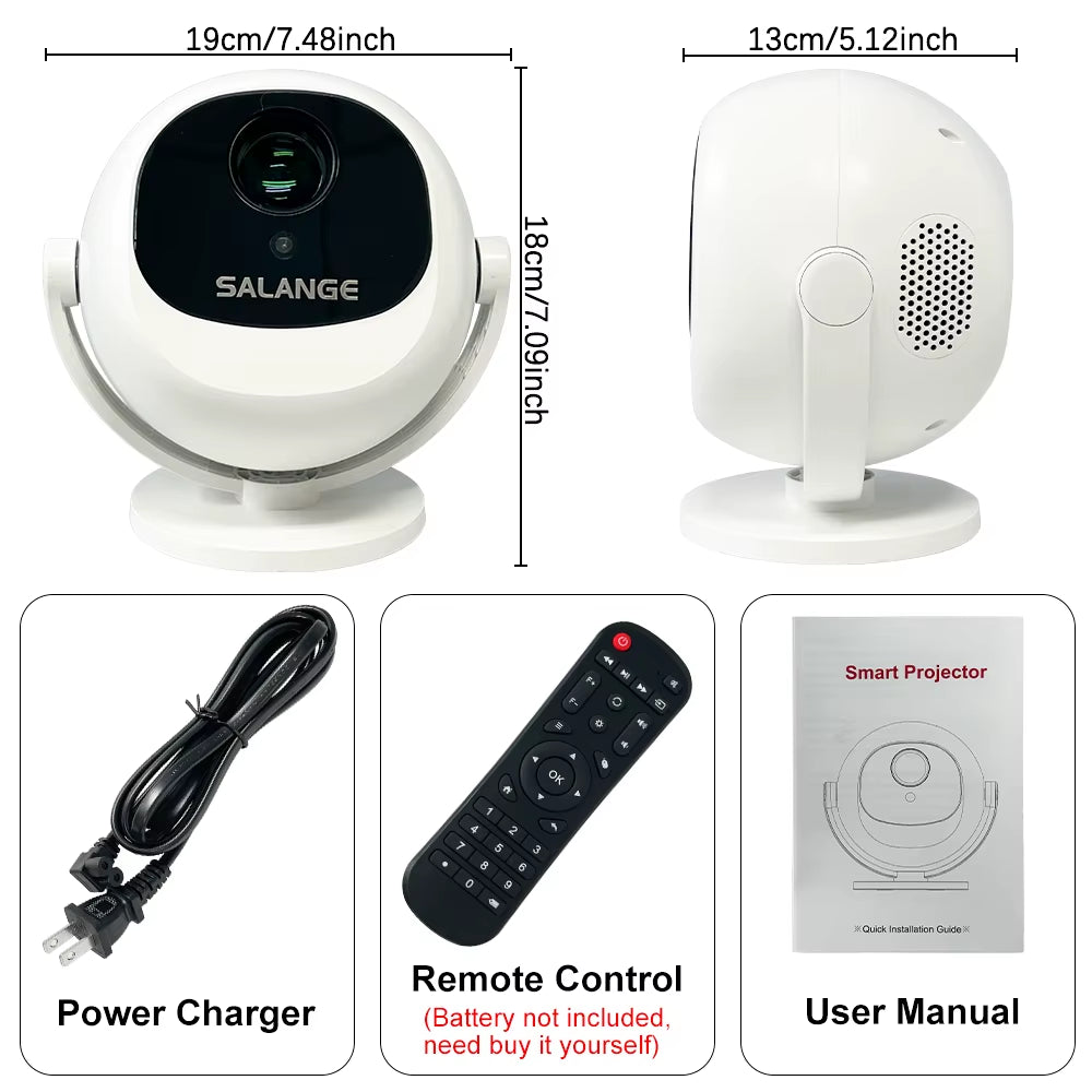 Native 1080P 340ANSI 4K Mini Projector Andorid TV11.0 P360 360° Beam Auto Keystone Wifi6 BT5.2 Portable Outdoor Movie