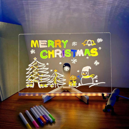 Acrylic LED Note Board with Light, Light Up Dry Erase Board with Stand for Home School Office