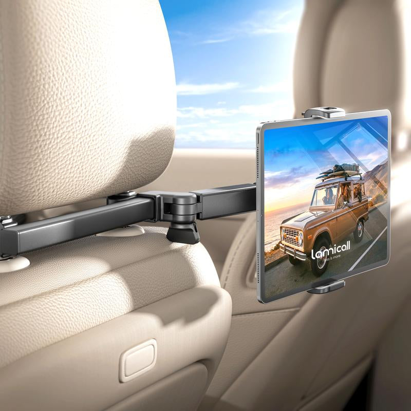 Lamicall 3-In-1 Car Headrest Tablet Holder for Moms Adjustable Extension Arm Mount Fits 4.7-11" Tablets like Ipad Galaxy Fire HD Perfect for Kids Road Trips Black Tiktokshopblackfriday