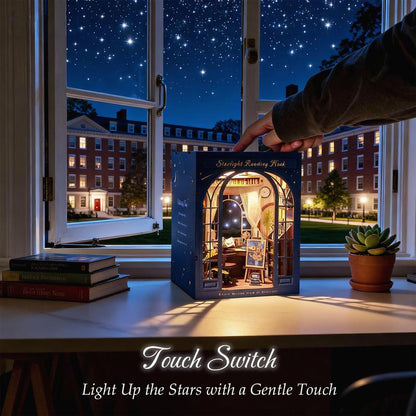 DIY Book Nook Kit for Adults, 3D Wooden Puzzle Booknook Miniature House Kit (Starlight Reading Nook)