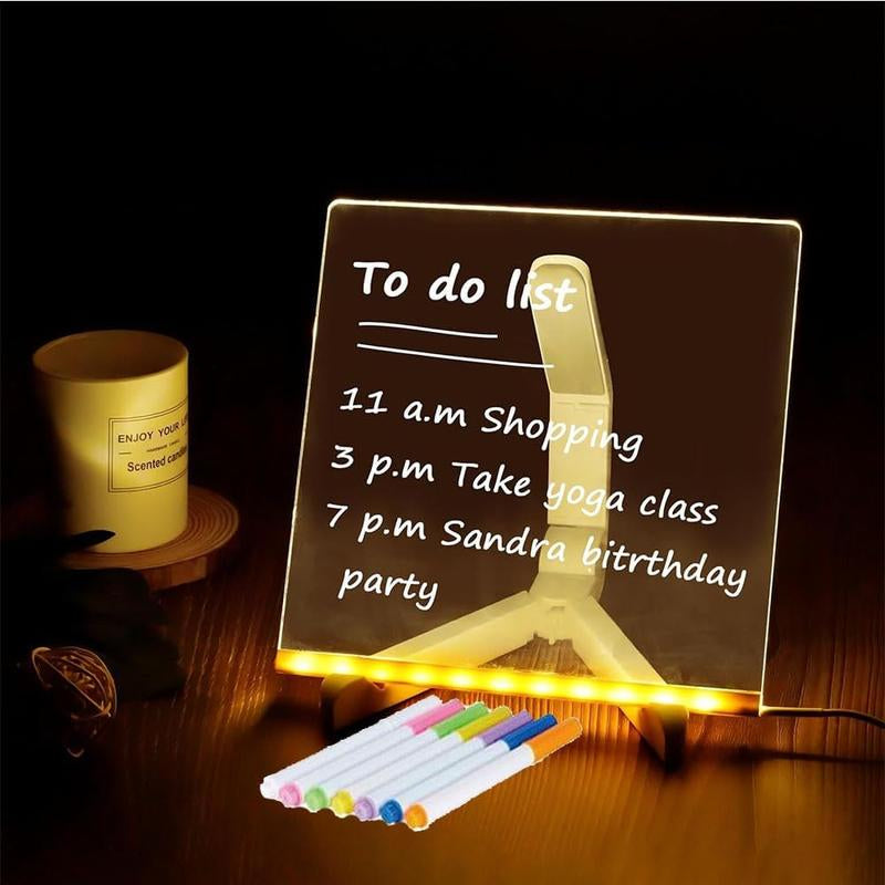 Acrylic LED Note Board with Light, Light Up Dry Erase Board with Stand for Home School Office