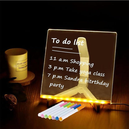 Acrylic LED Note Board with Light, Light Up Dry Erase Board with Stand for Home School Office