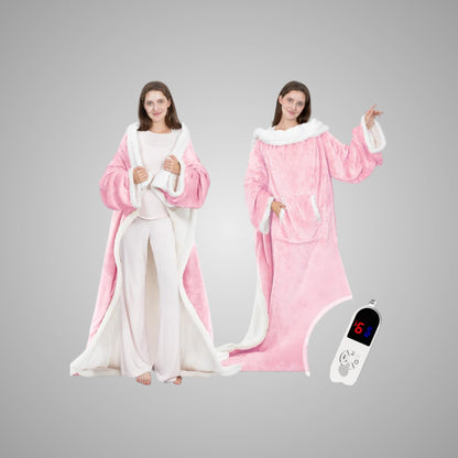 VUSIGN Wearable Heated Blanket, 52”×72” Full Body Electric Heated Robe, Electric Blanket with Foot Pocket & Sleeves - 7 Heat Levels, Auto Off, Machine Washable, Gift for Winter, Women, Mom, Christmas Gift