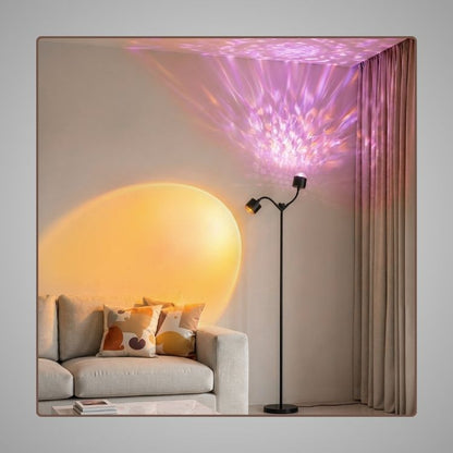 Elevate Your Space with Dual Sunset Lighting | Double-Head 360° Rotating Floor Lamp with 7 Color Modes