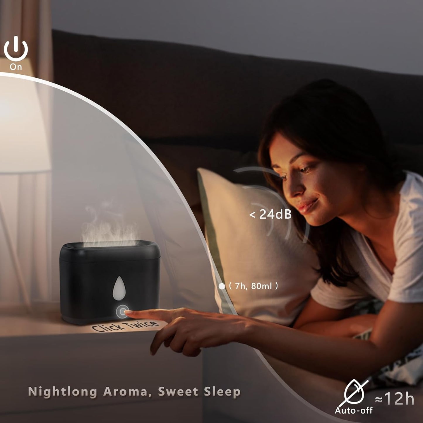Flame Effect Aromatherapy Diffuser | 200ml Ultrasonic Cool Mist Humidifier with Auto Shut-Off