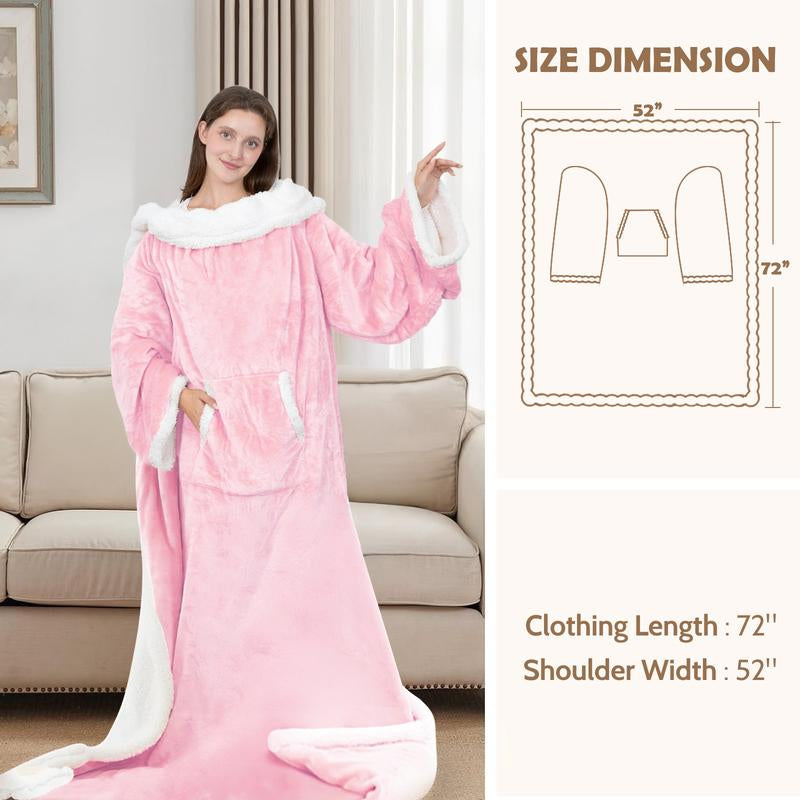 VUSIGN Wearable Heated Blanket, 52”×72” Full Body Electric Heated Robe, Electric Blanket with Foot Pocket & Sleeves - 7 Heat Levels, Auto Off, Machine Washable, Gift for Winter, Women, Mom, Christmas Gift