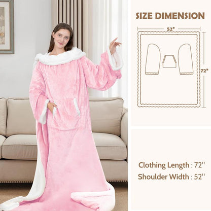 VUSIGN Wearable Heated Blanket, 52”×72” Full Body Electric Heated Robe, Electric Blanket with Foot Pocket & Sleeves - 7 Heat Levels, Auto Off, Machine Washable, Gift for Winter, Women, Mom, Christmas Gift