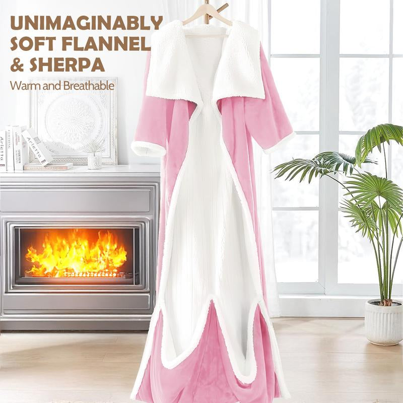 VUSIGN Wearable Heated Blanket, 52”×72” Full Body Electric Heated Robe, Electric Blanket with Foot Pocket & Sleeves - 7 Heat Levels, Auto Off, Machine Washable, Gift for Winter, Women, Mom, Christmas Gift