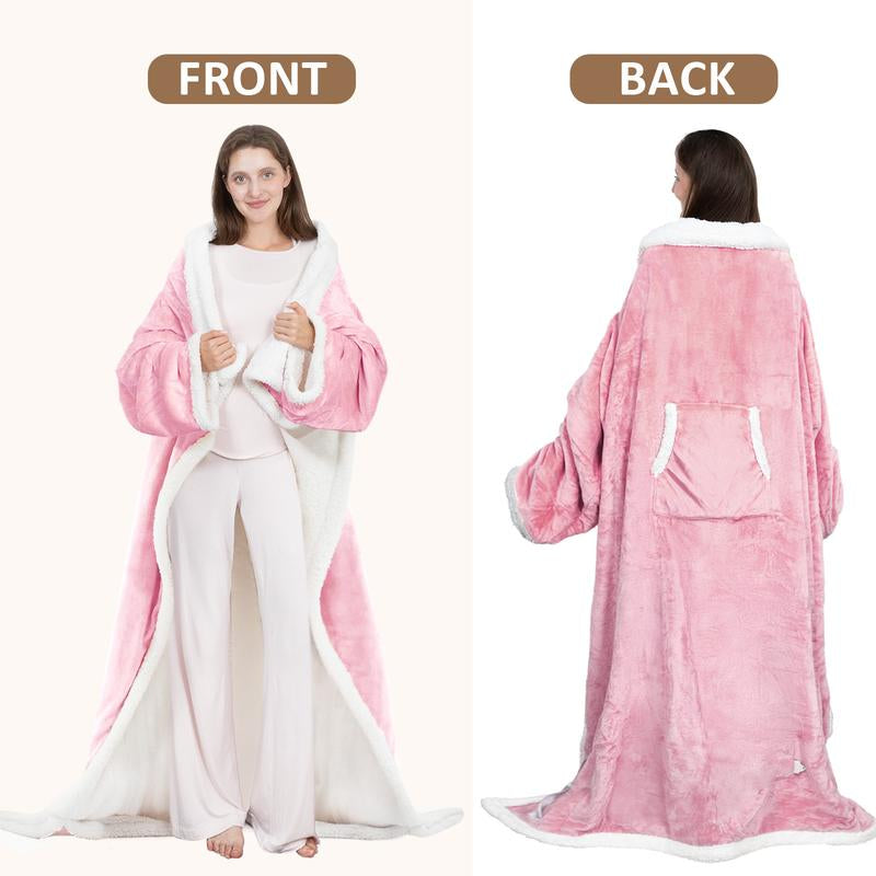 VUSIGN Wearable Heated Blanket, 52”×72” Full Body Electric Heated Robe, Electric Blanket with Foot Pocket & Sleeves - 7 Heat Levels, Auto Off, Machine Washable, Gift for Winter, Women, Mom, Christmas Gift