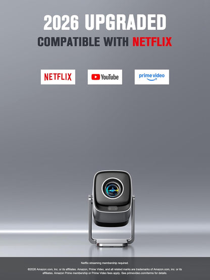 Smart Projector with Netflix & TOF Auto Focus – Native 1080P, Dolby Audio, WiFi 6 | Premium Home Cinema Experience