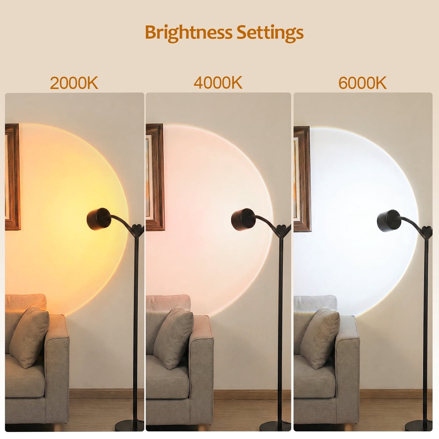 Elevate Your Space with Dual Sunset Lighting | Double-Head 360° Rotating Floor Lamp with 7 Color Modes