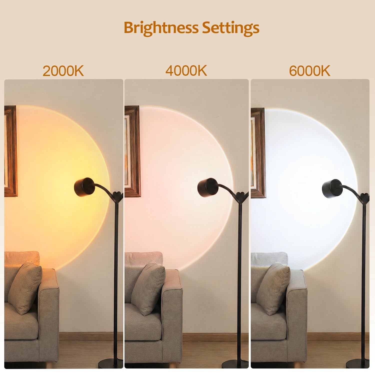 Elevate Your Space with Dual Sunset Lighting | Double-Head 360° Rotating Floor Lamp with 7 Color Modes