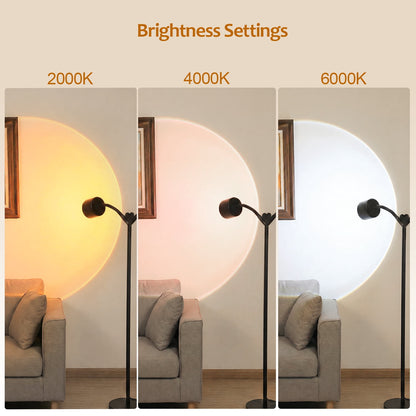 Elevate Your Space with Dual Sunset Lighting | Double-Head 360° Rotating Floor Lamp with 7 Color Modes