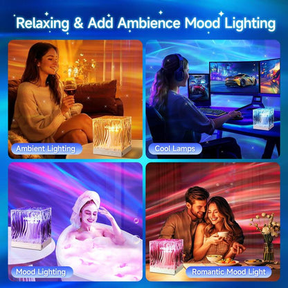 One Fire Flower Lamp Ambient Lighting for Bedroom,Christmas GIFT， Cool Things Water Ripple Lamp,Dimmable+Remote+Timer Space Projector Gifts for Women Who Have Everything,Pink Roses Romantic Bedroom Decor