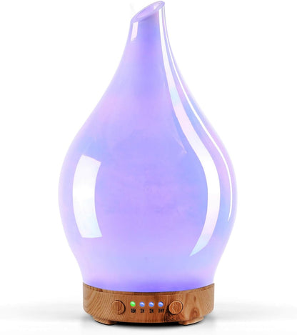 3D Glass Aromatherapy Diffuser | 280ml Ultrasonic Cool Mist Humidifier with Color-Changing Light & Auto Shut-Off