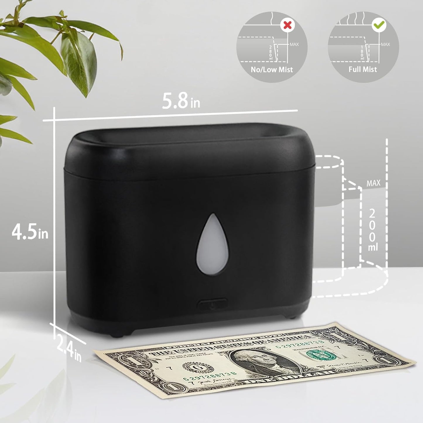 Flame Effect Aromatherapy Diffuser | 200ml Ultrasonic Cool Mist Humidifier with Auto Shut-Off