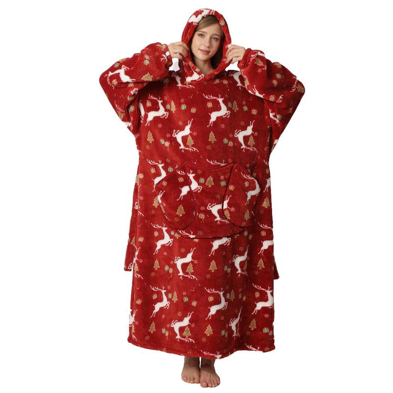 Oversized Wearable Blanket Hoodie for Women & Adults, Super Soft, Warm & Cozy with Giant Front Pocket, Perfect Christmas & Valentine'S Day Gift