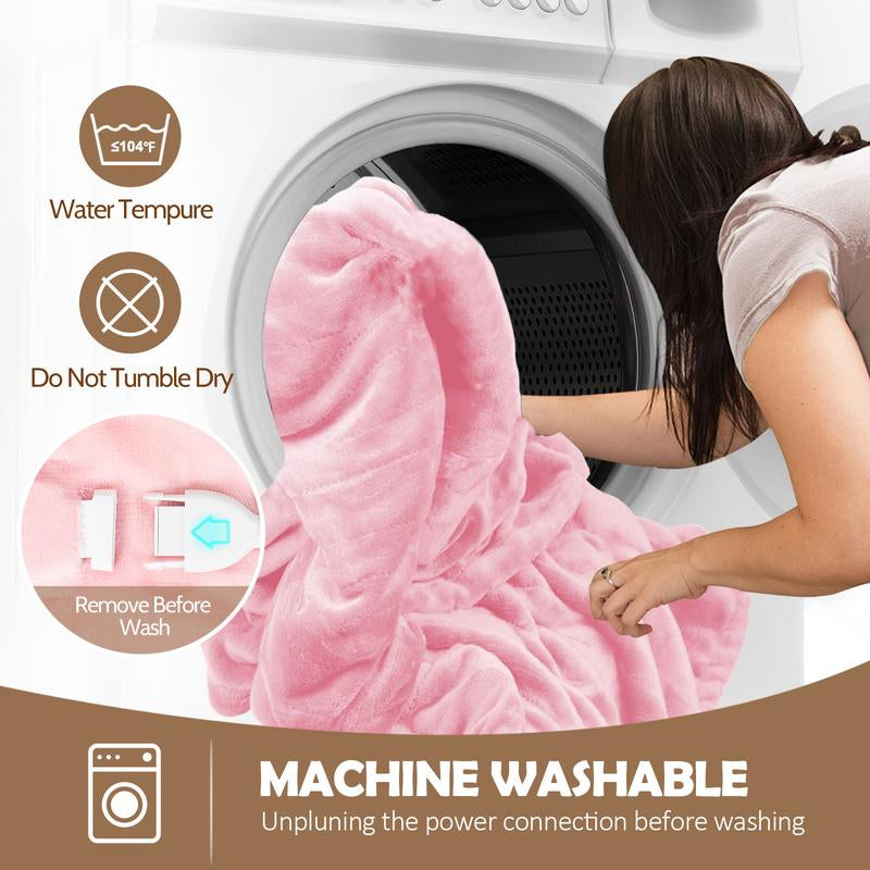 VUSIGN Wearable Heated Blanket, 52”×72” Full Body Electric Heated Robe, Electric Blanket with Foot Pocket & Sleeves - 7 Heat Levels, Auto Off, Machine Washable, Gift for Winter, Women, Mom, Christmas Gift