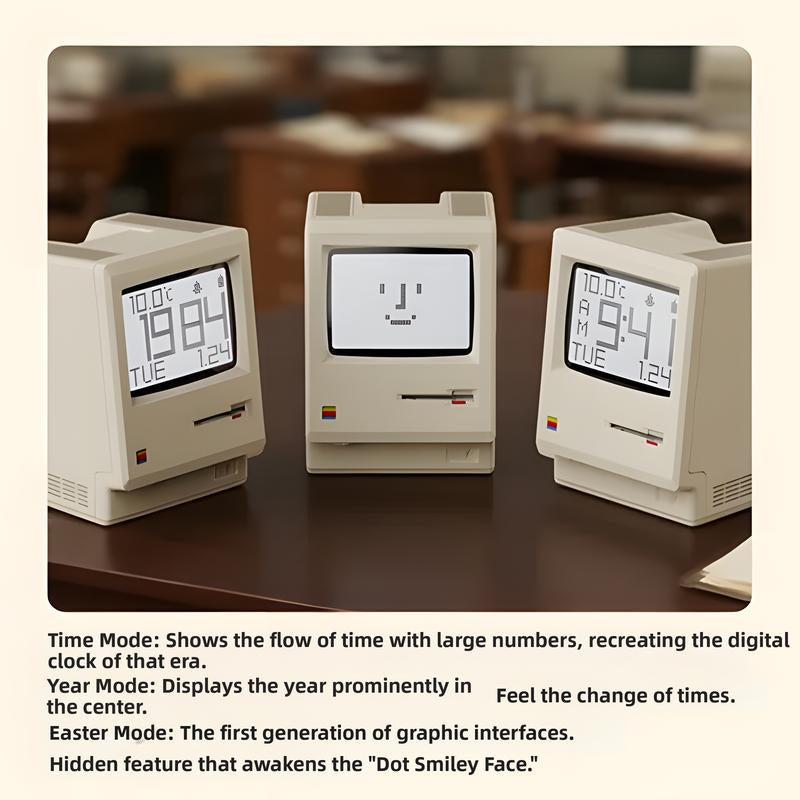 RayCue Macintosh Retro Mini Computer Desktop Clock Table Ornament Creative Gift for Boyfriend Birthday Unique Design Decor Set advent calendar 2025 usb connection adhd cleaning planner household daily schedule category sticker Funny Dumpster Fire Stress