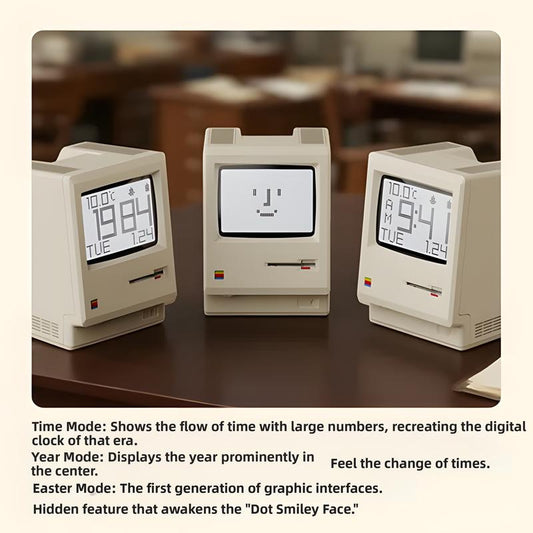 RayCue Macintosh Retro Mini Computer Desktop Clock Table Ornament Creative Gift for Boyfriend Birthday Unique Design Decor Set advent calendar 2025 usb connection adhd cleaning planner household daily schedule category sticker Funny Dumpster Fire Stress