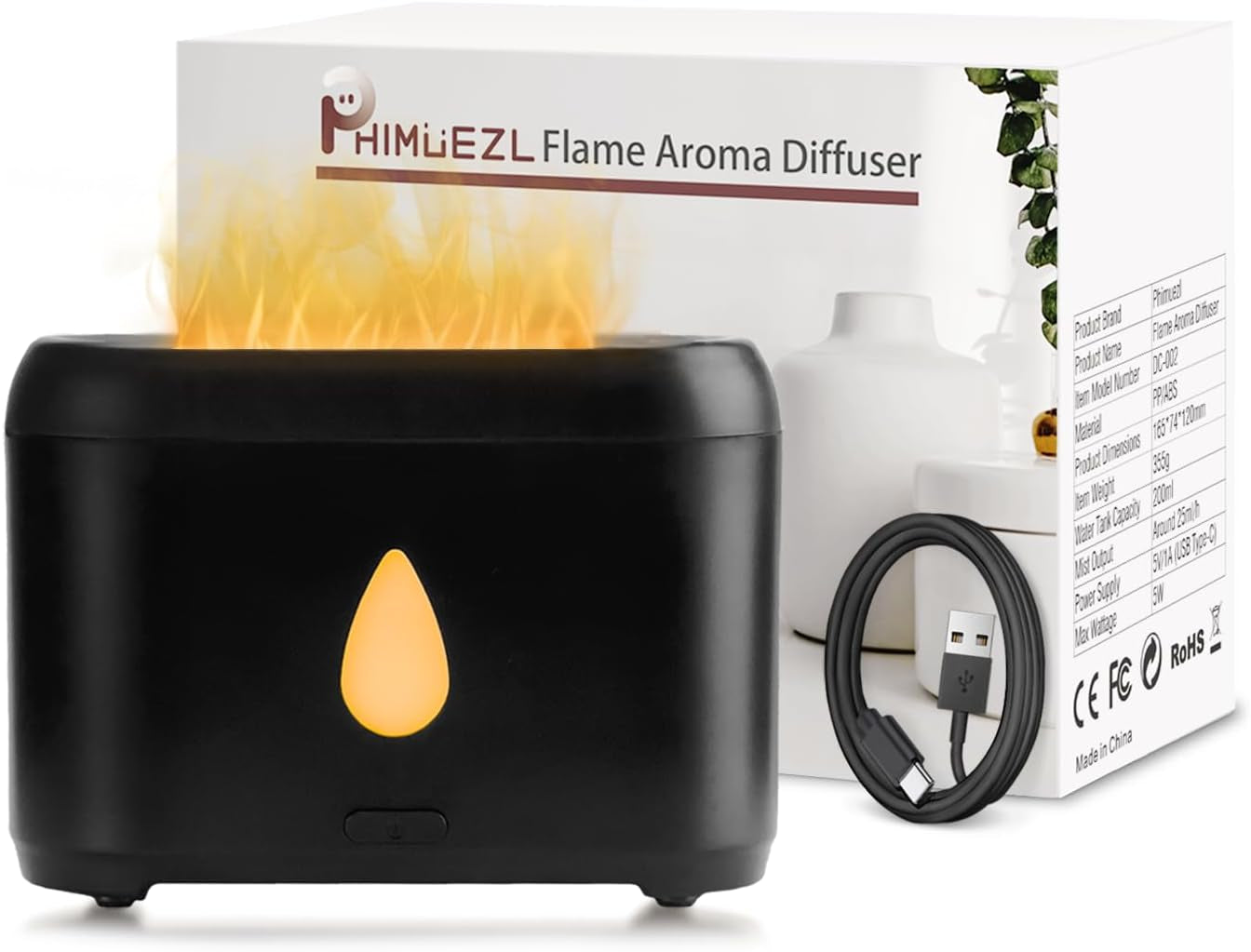 Flame Effect Aromatherapy Diffuser | 200ml Ultrasonic Cool Mist Humidifier with Auto Shut-Off