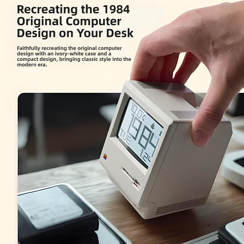 RayCue Macintosh Retro Mini Computer Desktop Clock Table Ornament Creative Gift for Boyfriend Birthday Unique Design Decor Set advent calendar 2025 usb connection adhd cleaning planner household daily schedule category sticker Funny Dumpster Fire Stress