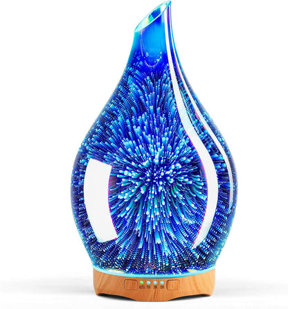 3D Glass Aromatherapy Diffuser | 280ml Ultrasonic Cool Mist Humidifier with Color-Changing Light & Auto Shut-Off