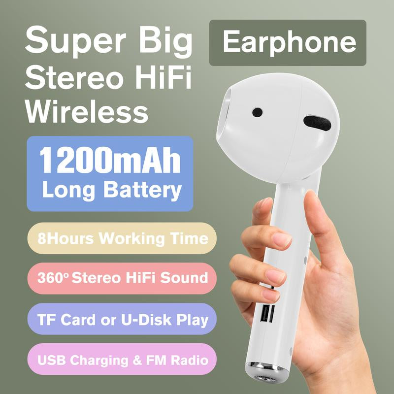 Giant Earphone Speaker,Built-In FM Radio,Microphone with USB& TF Card Slot,Wireless Bluetooth Large Size Speaker,Home,Outdoor,Party