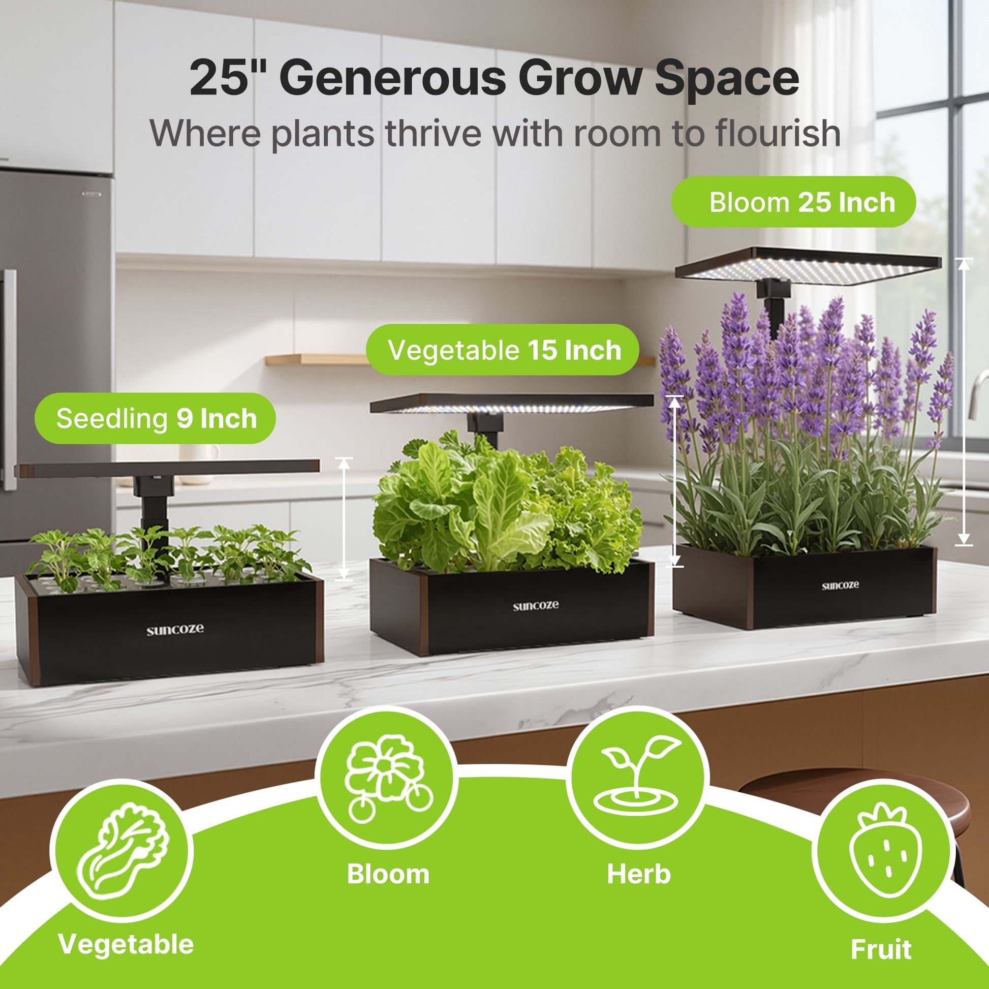 Hydroponics Growing System Kit, 20 Pod Indoor Herb Garden with 10L Water Tank and LED Grow Light, Black