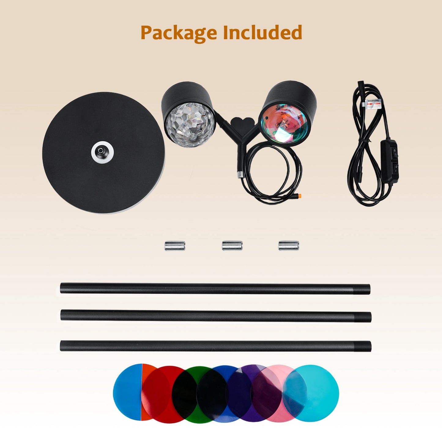 Elevate Your Space with Dual Sunset Lighting | Double-Head 360° Rotating Floor Lamp with 7 Color Modes