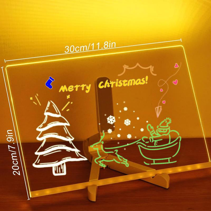 Acrylic LED Note Board with Light, Light Up Dry Erase Board with Stand for Home School Office