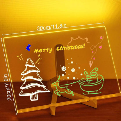 Acrylic LED Note Board with Light, Light Up Dry Erase Board with Stand for Home School Office