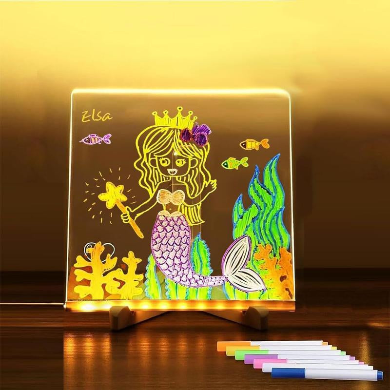 Acrylic LED Note Board with Light, Light Up Dry Erase Board with Stand for Home School Office