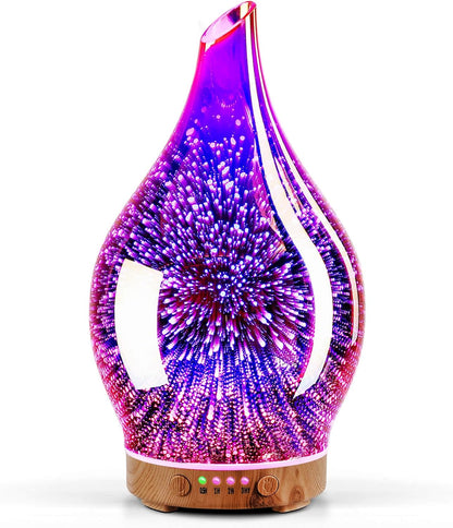 3D Glass Aromatherapy Diffuser | 280ml Ultrasonic Cool Mist Humidifier with Color-Changing Light & Auto Shut-Off