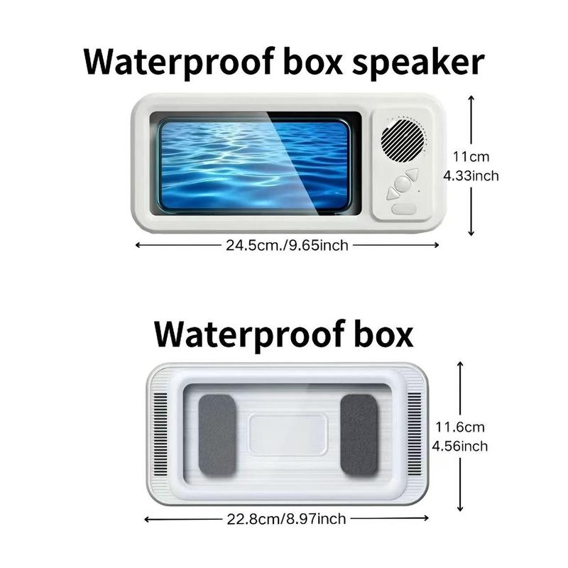 Waterproof Bluetooth-compatible Speaker with 360° Rotating Touch Screen, Shower TV-like Phone Mount for Video Viewing, Music & Bath Time in Bathroom, Kitchen & Pool, Waterproof Wireless Speaker