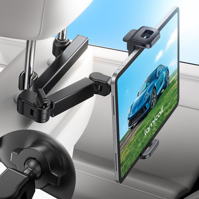 Lamicall 3-In-1 Car Headrest Tablet Holder for Moms Adjustable Extension Arm Mount Fits 4.7-11" Tablets like Ipad Galaxy Fire HD Perfect for Kids Road Trips Black Tiktokshopblackfriday